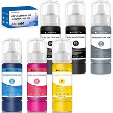 에코탱크 ET8550 ET8500 와이드 포맷 슈퍼탱크 프린터용 승화 잉크 티셔츠 텀블러의 열 프레스 이송6x100ml BK PBC M Y GY 자동 충전 ICC 프리