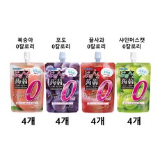 오리히로 곤약젤리 탱글 0칼로리 4가지맛 스탠딩 피치 포도 꿀사과 샤인머스캣 16개세트 130g, 16개