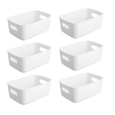 수납바구니 팬트리 수납정리함 3크기 3색상, 6개_25x16.5x10_화이트_중형(가성비갑), 1개