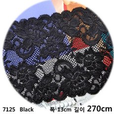 DKLACE-7125 / 자가드 스판 레이스 폭 13cm / 3 color, 3개, 블랙