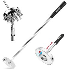 텔레스코 마그네틱 스위퍼 픽업 도구: 강력한 자석 나사와 금속 부품 너트 볼트 강철 철제 파인더 35LB 당김 용량 8.6에서 33 스틱, 35LB Telescoping