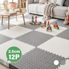 Soolink 베란다 바닥 매트 두꺼운 퍼즐매트 강아지 거실 놀이방 층간소음 방지 12P 2.5cm, 12개, 아이보리