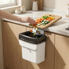 주방 음식물쓰레기통 벽걸이 8L + 전용비닐 100p 세트, 화이트, 1개