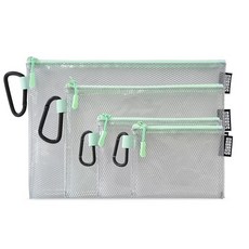GOBAGS 에어 프로덕션 멀티사이즈 클리어 지퍼 파우치 4팩 전자제품 카메라 액세서리 도구 및 소형 기술 보관용 케이블 정리함 여행용 기어 가방 핑크, 민트 그린