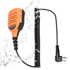 모토로라 라디오 CP/CLS/RDU/RMU/PR400 시리즈와 호환되는 범용 2핀 숄더 스피커 마이크 보안 클립 PTT 버튼 전문가용 클리어 오디오 (오렌지 옐로우)