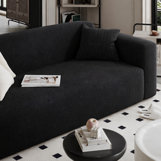 [먼지없는] 아로무드 와플 소파커버 + 자체제작 고정 스펀지, 블랙, 1개