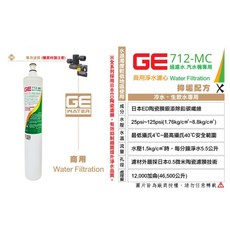 日本GE 712-MC 過濾濾芯 銀離子除鉛碳纖 商用淨水濾心 可替換3M HF30濾心, 1個