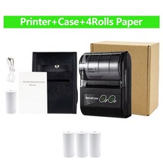GOOJPRT 영수증 프린터 휴대폰 컴퓨터용 미니 휴대용 티켓 목록 비즈니스용, 4 Rolls Case Set 3