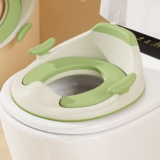 智能馬桶嬰兒童坐便圈男女寶寶專用坐便器大號小孩厠所坐墊蓋便盆, 一體包膠草綠色-馬桶圈-適合智能+普通馬