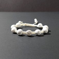 【杰鴻】白松石亮鑽可調式編繩，10MM寶石珠珠DIY手工材料，手工飾品配件，創意手作首選, 1個, 白松石, 白松石