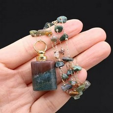 향수목걸이 팬던트 스퀘어 천연석 불소 향수 병 목걸이 레이키 에센셜 오일 디퓨저 매력 여성 1 개