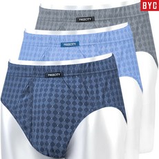 BYC 아빠스타일 편안한 순면 소변구있는 삼각팬티 3매세트