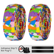 WEST BIKING 자전거 핸들바 테이프 EVA PU 바 부드러운 사이클링 댐핑 2 플러그 로드 바이크 미끄럼 방, 01 China Mainland, 03 051 Multicolor