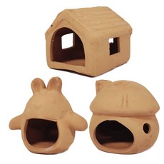 어밥 토분 안시 열대어 도마뱀 거북이 은신처 산란상 사각집 / 굴뚝집 / 토끼모양 타입총 3종 (3가지 타입) 어항꾸미기, 3개