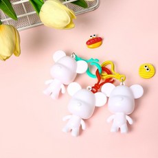 푸어링 큰머리 곰 인형 열쇠고리 자동차열쇠고리 열쇠고리링 십자수형 5개 세트, 열개입X1봉