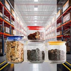 과일청 용기 3size 발효식품용기 저장용기 잡곡통 매실청병 수제청보관통 식품보관, 코드밀폐유리병 490ml (색상랜덤 2P)