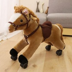 흔들목마 포니사이클 승마 호스라이딩 타기 장난감 목마 실내, 1개, 브라운