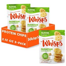 Whisps 치즈 크리스프 - 파마산 치즈 스낵 케토 스낵 백 당 단백질 29g 저탄수화물 글루텐 및 설탕 프리 훌륭한 맛의 건강한 스낵 천연 치즈 크리스프 - 파마, 3개, 60g