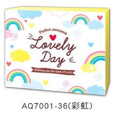 AQ7001-36(彩色) 創意可愛卡片 贈言卡 便條卡, 1個, AQ7001-36（彩虹）