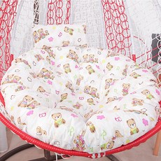 흔들의자 쿠션 그네 방석 부드러운 라탄 의자, 원형 115cm, 베이지 베어