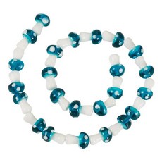 Cheriswelry Lampwork 유리 버섯 비즈 귀여운 버섯 공예 비즈 팔찌 루즈 스페이서 비즈 11.5-14.5mm DIY 공예 귀걸이 목걸이 주얼리 제작용 1가닥/25, Dark Turquoise