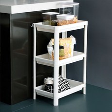 욕실 화장실 세탁실 플라스틱 선반 틈새 샴푸 세제 수납 정리 스탠드 선반 정리대, 3단 사각선반(베이지), 1개