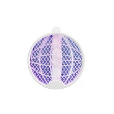 三合一摺疊充電式電蚊拍 - 捕蚊燈/滅蚊拍/旋轉折疊/可掛可立/USB電蚊器/滅蚊小夜燈, 三合一摺疊電蚊拍｜網球造型, 白色