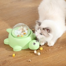 寵物益智漏食器 小烏龜造型 互動餵食器, 綠色 - 烏龜按壓漏食玩具, 1個