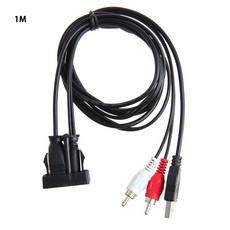 USB 2 RCA MP3 플레이어용 3.5mm 여성 플러시 마운트 AUX 스테레오 1/8 오디오 잭 장착, 검은 색, 1개