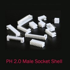 20Pcs PH 2 0 터미널 플라스틱 하우징 남성 여성 핀 헤더 커넥터 2mm 플러그 소켓 쉘 2/3/4/5 Pin 12p, 2P, 20 Straight needle