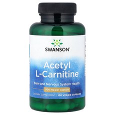 Swanson 스완슨 아세틸 L-카르니틴 500mg 100 베지 캡슐 카르니틴 보충제, 1