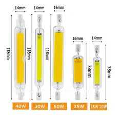 슈퍼 브라이트 LED COB 유리 튜브 전구 홈 교체 할로겐 고출력 램프 R7s 118mm J118 78mm J78 AC110V 220V, [01] Warm White, [05] 40W1 18mm, [01] 220V, 1개