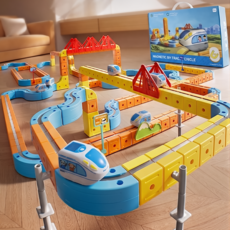 대형 자석 블록 트랙 전동 기차 장난감, 1개, 흰색