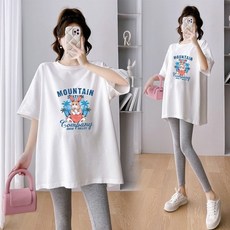 임부복 상의 봄 여름 임산부 패션 캐주얼 반팔 티셔츠 빅사이즈 루즈핏 데일리 여자 반팔티 WMY