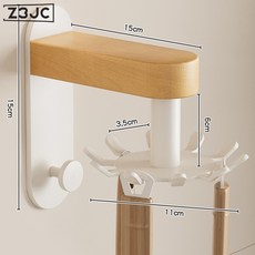Z3JC 胡桃木廚房置物架調料架壁掛式免打孔多層刀架鍋具筷勺子收納架子, 1個, 櫸木白旋轉掛鉤-白色-10鉤:如圖