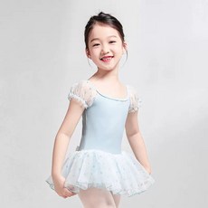 어린이 발레복 초등 주니어 원피스 튜튜 발레복 여아 일체형 스냅단추 댄스복 반팔