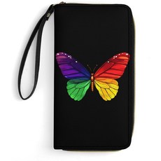 다채로운 LGBT 나비 긴 지갑 PU 가죽 지퍼 파우치 휴대폰 클러치 카드 홀더 정리함