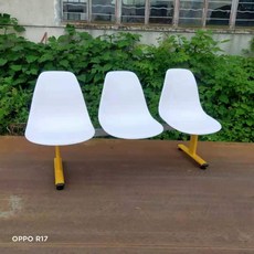 리온 버스정류장의자 인테리어 문구점 대기 버스 철제 정류장, 1개, 3인용 화이트골드 다리
