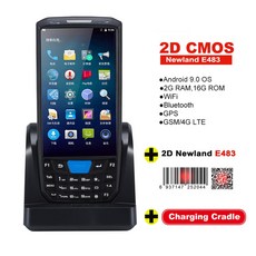 휴대용 무선 바코드 스캐너 리더 안드로이드 PDA 데이터 수집기 창고 1D 2D QR 4G LTE, EU, 2D E483 Cradle