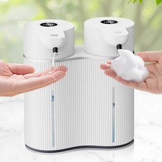 LOMESO 자동 디스펜서 젤/거품타입 투인원 손세정기 핸드위시 거품 세제 물비누 리필용기 충전식, 화이트