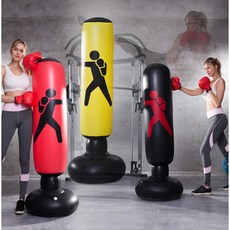 子甄彣璟 充氣沙袋 拳擊不倒翁 160公分 回彈力強 散打健身運動 紅色 附打氣筒, 紅色-附打氣筒