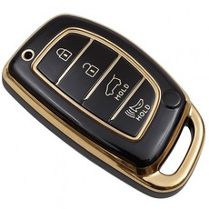 바이어블 현대 일렉트릭 포터 소나타 아반떼 올뉴투싼 호환 자동차 tpu 스마트키 케이스 키홀더 키커버 4버튼, 4버튼 C타입 블랙골드 (VA-TA35)