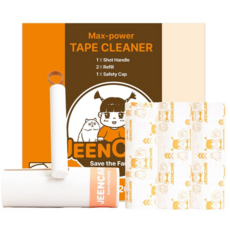 진캐어 초강력 이중점착 일자컷팅 돌돌이 숏핸들 + 리필 3개 +거치대, 1세트