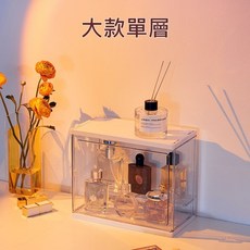 透明防塵香水收納盒 大款單層 可疊加公仔展示櫃 PET材質, 1個, 大號－單層