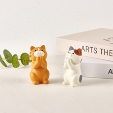 OFFCURVE 큐티 캐릭터 안경 거치대 썬글라스 클립 2in1 차량용 데스크용 인형 장식 스탠드, 1개, 칼리코 고양이