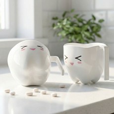 몰라컵 귀여운 위생 양치컵 화이트 손잡이 어린이집 유치원 양치컵, 1개