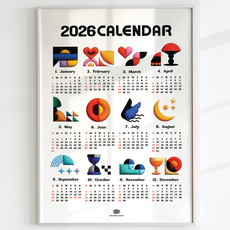 2026년 3d 바우하우스 포스터 달력 낱장 모던 미드센츄리 1년 연력 캘린더, 1개, 포스터만 구매