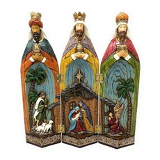 모먼트 인 타임 탄생 3 왕 세 명의 현자 피규어 손으로 그린 삼겹 성가족 탄생 장면 크리스마스 탄생 3 왕 11인치 H x 9 6인치 W x 1 7인치, 12325