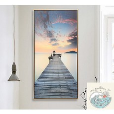 우솝상점 바다와 다리 캔버스 그림액자 40x80cm 벽걸이액자 침실액자 카페인테리어