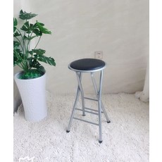 접이식 바 카페 스툴 높은 바의자 아일랜드 식탁용 원형, 1인용, 60cm 부드러운 쿠션 블랙